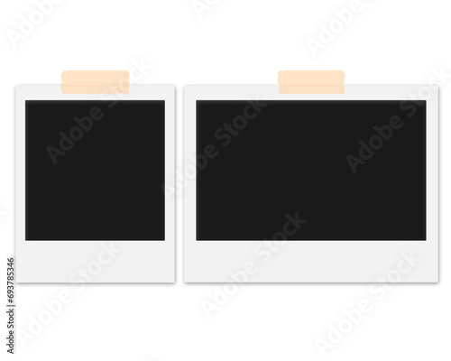 Isolated Blank Polaroid Photo Frames with Tape