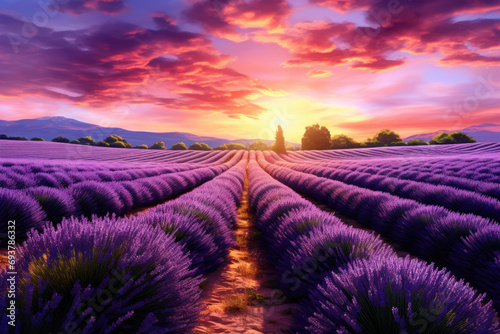 lavender field at sunrise