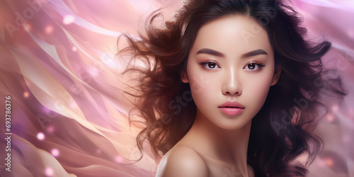 model of Asian beauty with beautiful soft make up in light shade