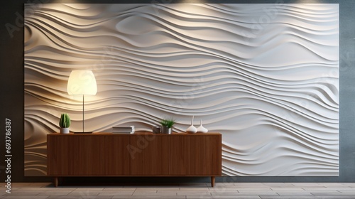 Integrate a statement wall with a 3D textured surface or a series of decorative panels