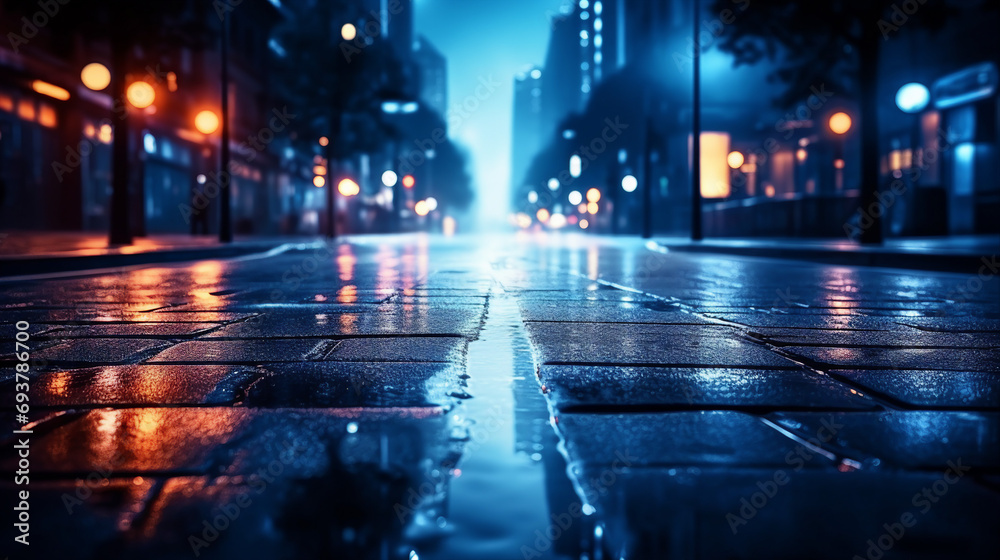 Captivating Street Reflections on Wet Asphalt with Beautiful Sparkler Burning - Experienced Microstock Contributor's Closeup Shot for Maximum Sales on Leading Platforms. - obrazy, fototapety, plakaty 