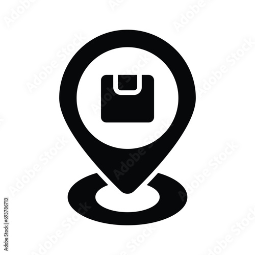 Parcel inside placeholder denoting concept icon of delivery location