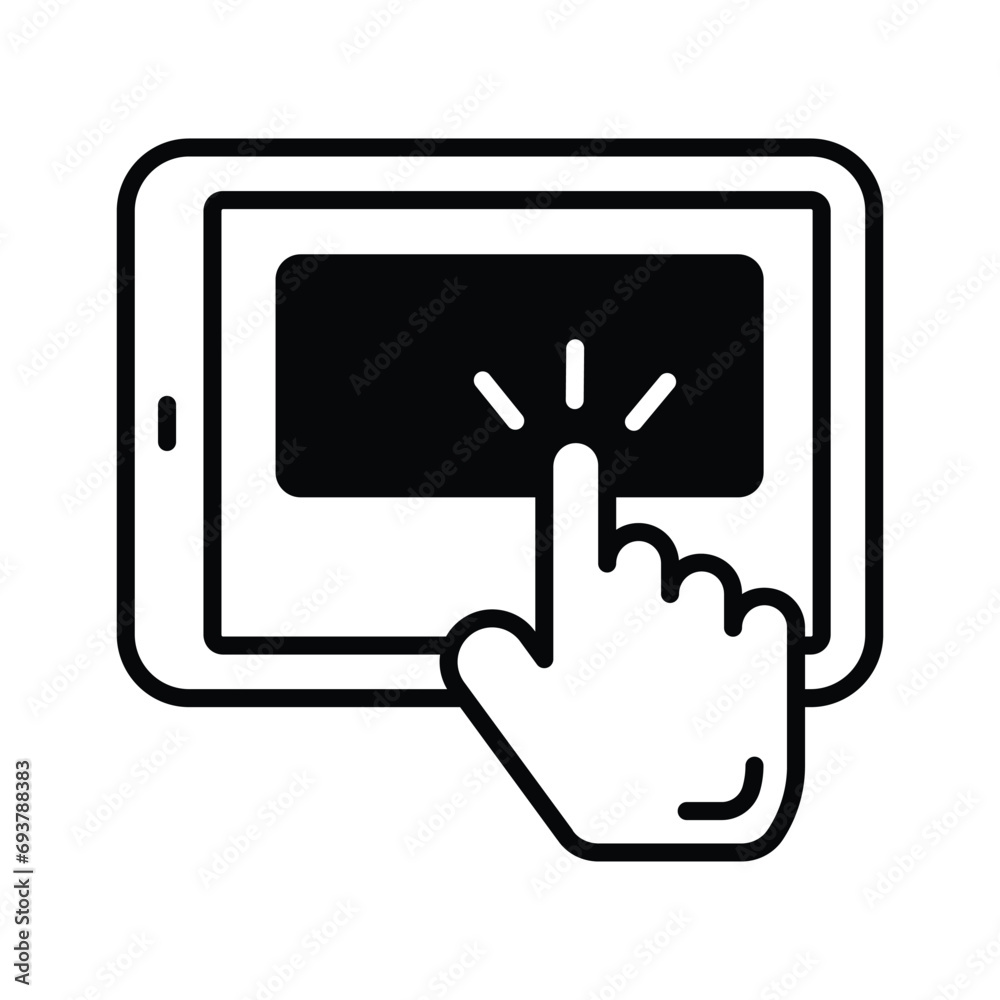 Hand finger touching mobile screen, concept icon of usability Hand finger touching mobile screen, concept icon of usability