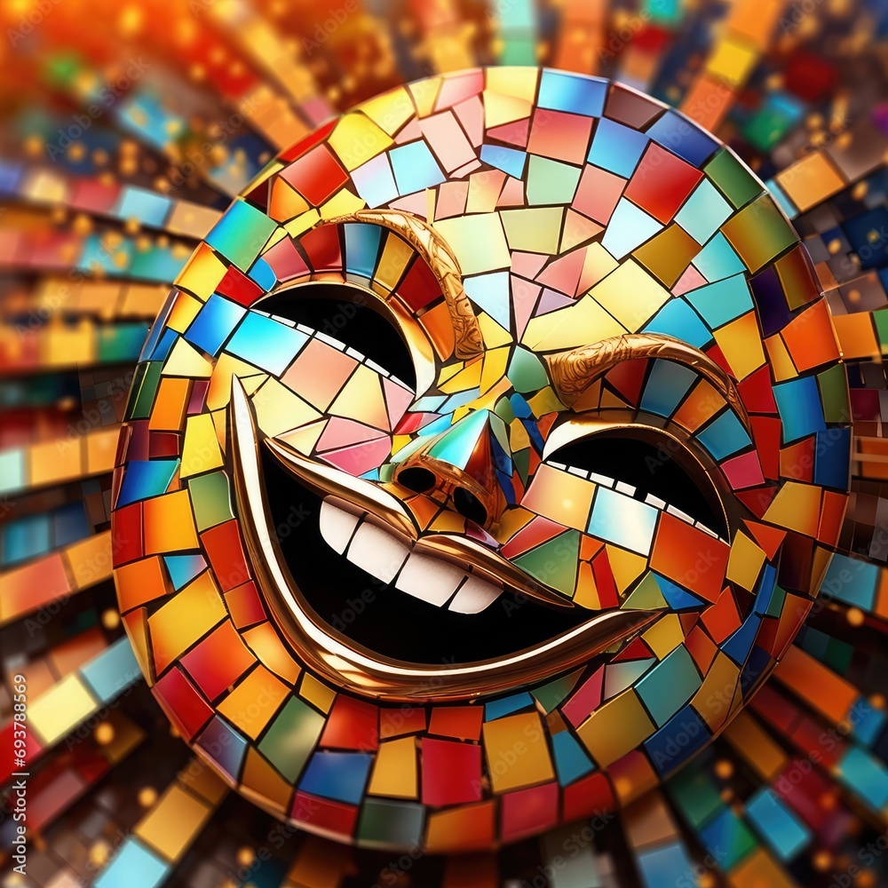A colorful illustration shows a happy carnival, Macro Lenses, split lighting, mosaic style, 64K, high detail A colorful illustration shows a happy carnival, Macro Lenses, split lighting, mosaic style, 64K, high detail