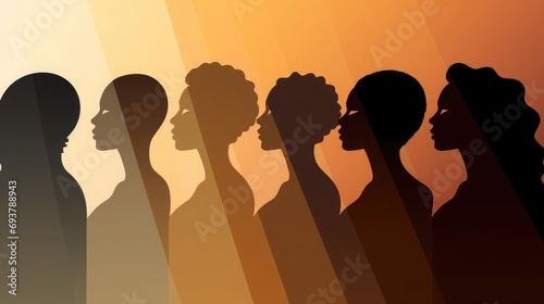 A vector art depicting a gradient different shades of Melanin with black women