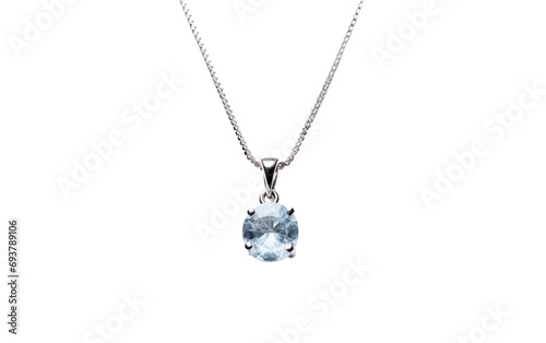 Aquamarine on Silver Chain Isolated on Transparent Background PNG. photo