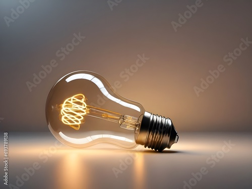 One Lightbulb glowing in dark area with copy space for creative thinking, problem solving solution, brainstorming and innovating concept. World Thinking Day 22 February