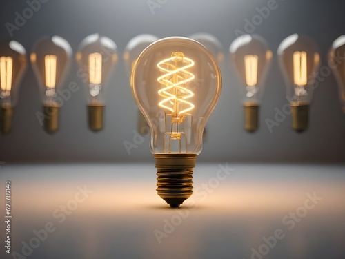One Lightbulb glowing in dark area with copy space for creative thinking, problem solving solution, brainstorming and innovating concept. World Thinking Day 22 February