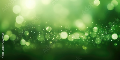 Close up green background with flare lights bokeh green tones