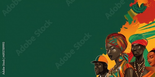 Colorful background celebrating African history month in america with space for text photo