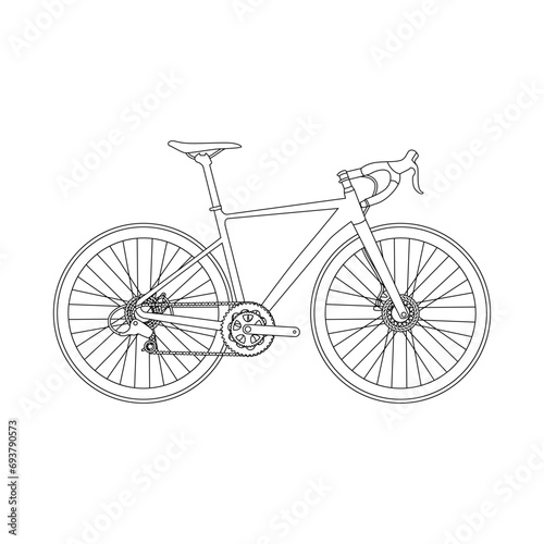Racing bicycle line art vector illustration. Vector eps 10 