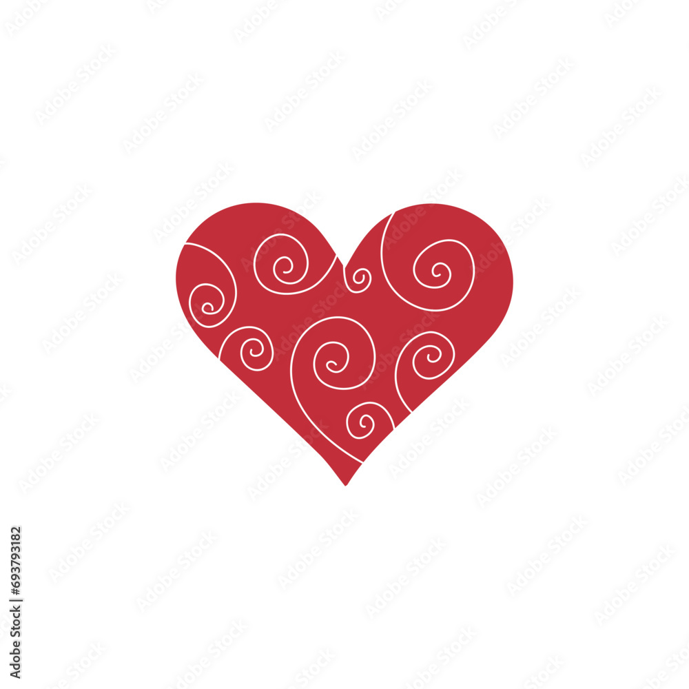 Drawn red heart on white background. Valentine's Day celebration