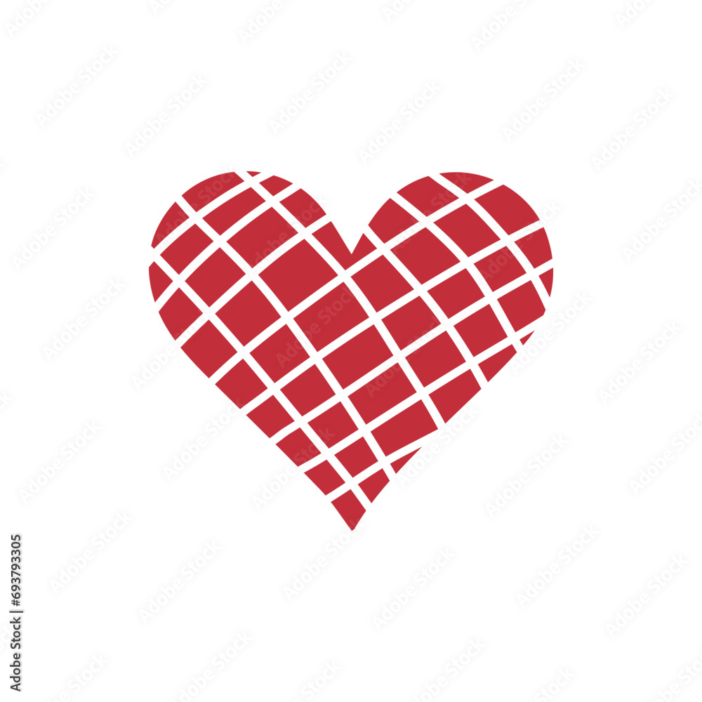 Drawn checkered heart on white background. Valentine's Day celebration Drawn checkered heart on white background. Valentine's Day celebration
