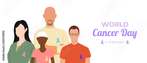 Banner for World Cancer Day with different people