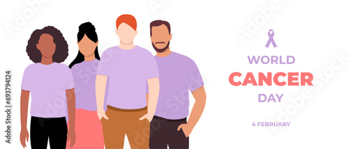 Banner for World Cancer Day with different people