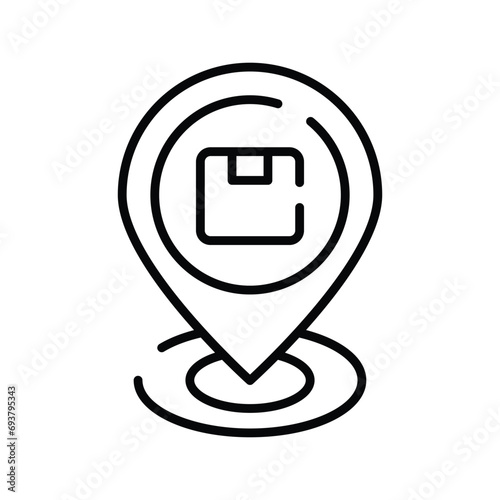 Parcel inside placeholder denoting concept icon of delivery location