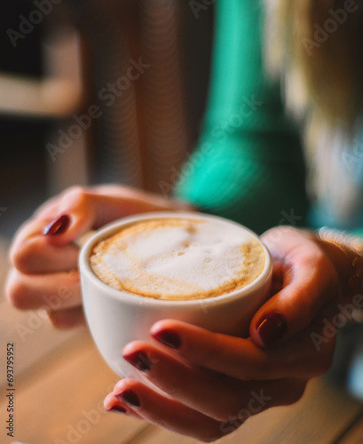 A cup of Italian-style coffee with milk ideal for the Christmas season