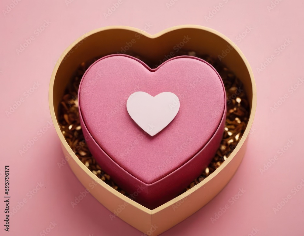 Gift box with hearts on a pink background