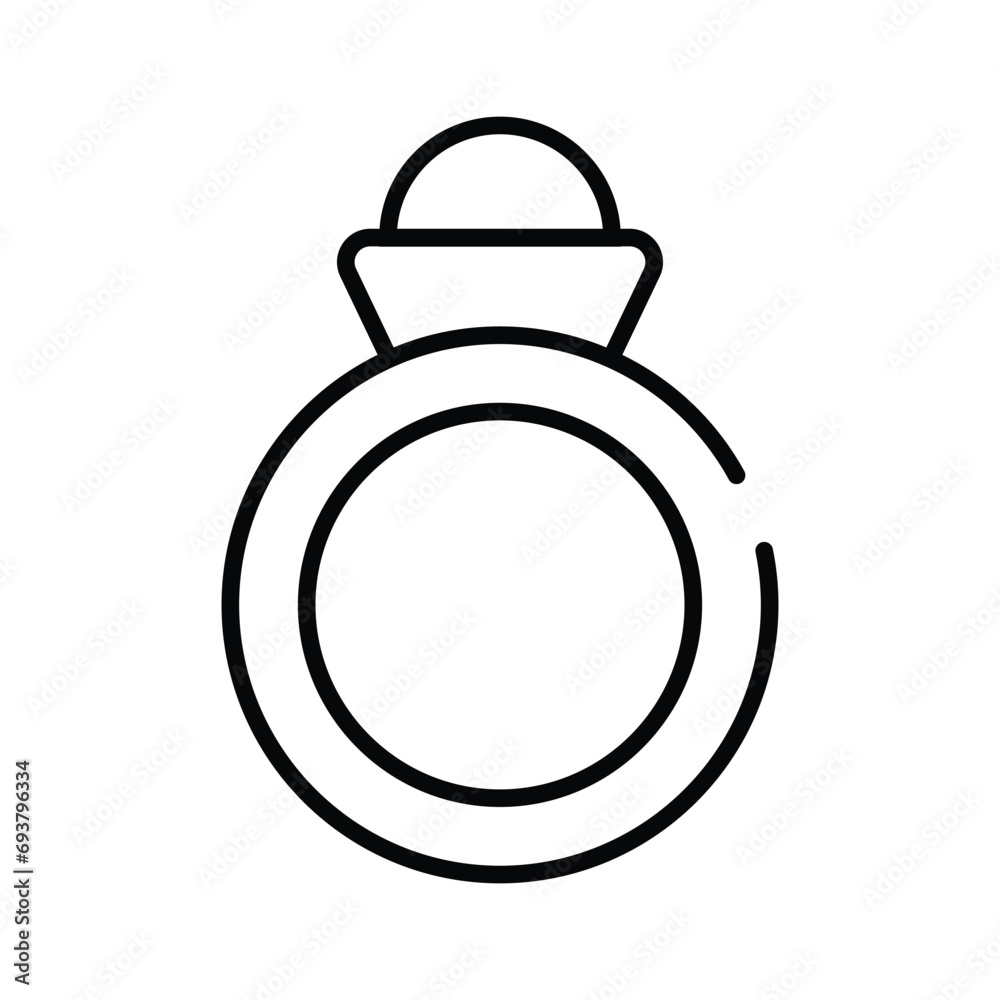 Ring with stone, well crafted icon of gemstone ring, isolated on white background Ring with stone, well crafted icon of gemstone ring, isolated on white background