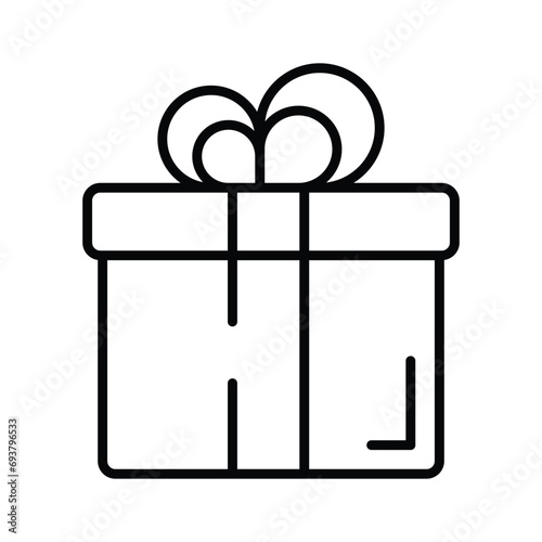 Handcrafted icon of gift box, isolated on white background