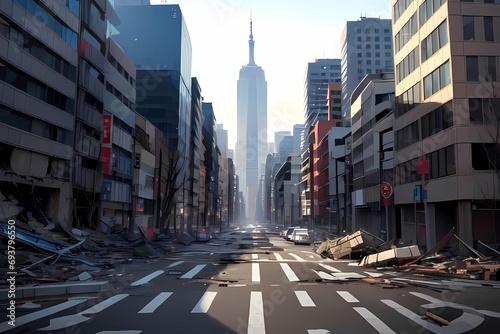 大震災後の都会風景と崩壊する都市 photo