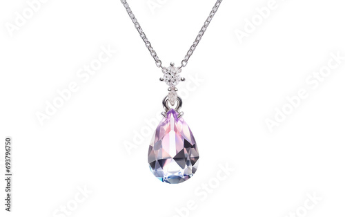 Sparkling Allure Crystal Drop Pendant Necklace Isolated on Transparent Background PNG.