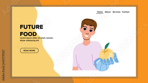 concept future food vector. smart biotechnology, digital analysis, laboratory network concept future food web flat cartoon illustration