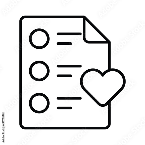 Paper with heath denoting concept icon of wishlist, ready for premium download