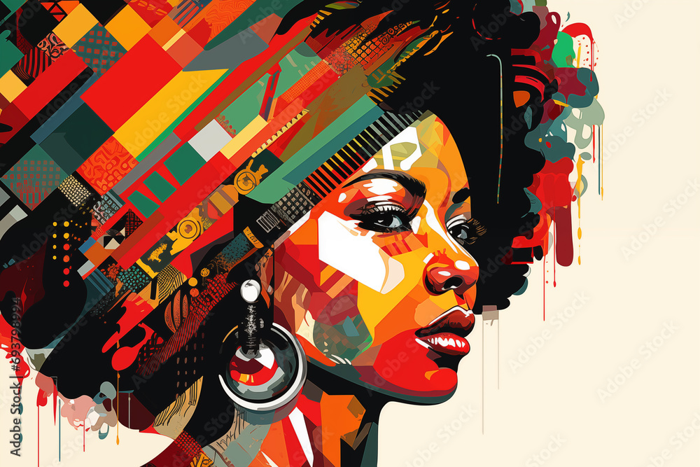 Abstract Black American woman portrait