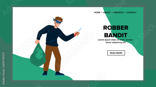 theft robber bandit vector. burglary man, black crime, villain gangster theft robber bandit web flat cartoon illustration