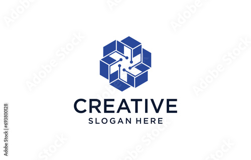 creative polygon logo technology logo design