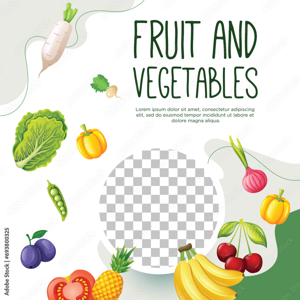 Healthy vegetarian food and fruit flayer template Healthy vegetarian food and fruit flayer template