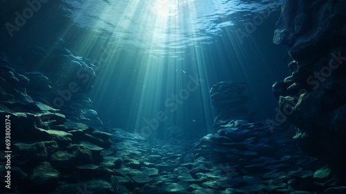 Deep seabed sunlight penetrates the water