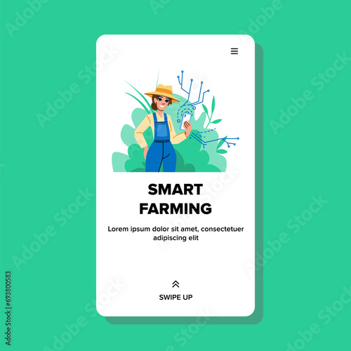 technology smart farming vector. innovation digital, industry plant, concept field technology smart farming web flat cartoon illustration
