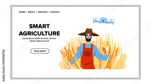 digital smart agriculture vector. farm food, farmer industry, innovation internet digital smart agriculture web flat cartoon illustration