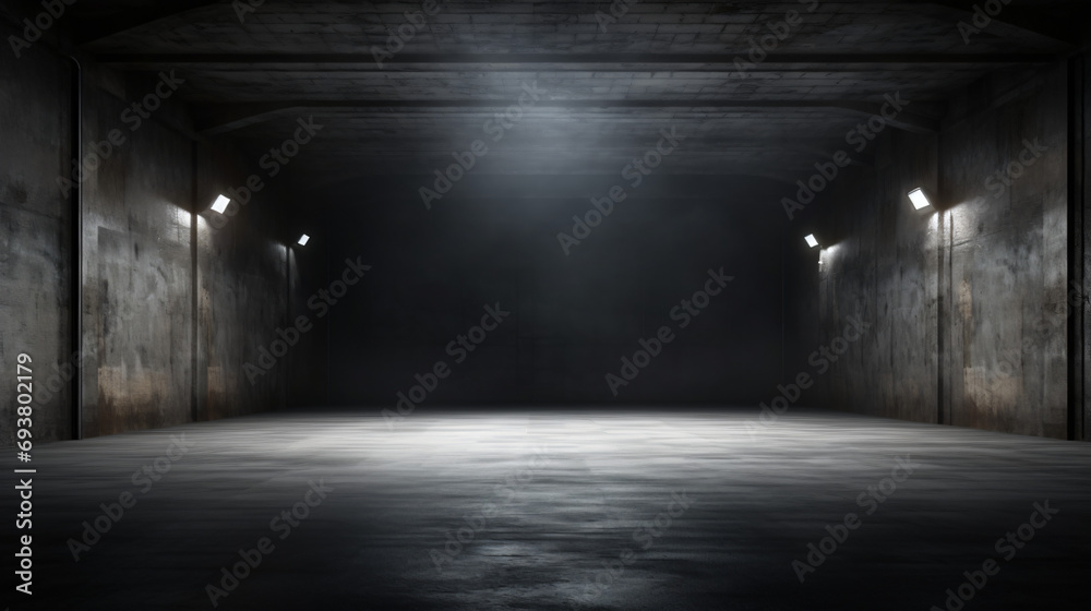 Huge Big Dark Hall Garage Tunnel Corridor Car Empty