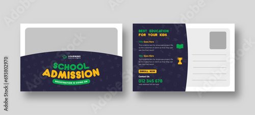 School admission, education, back to school, education postcard template