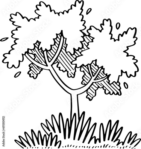 decoration hand drawn tree illustration.