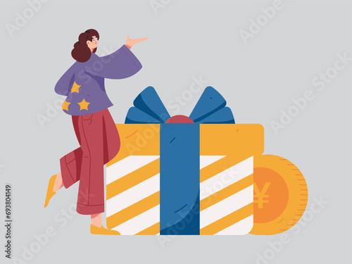 Holiday shopping people doing e-commerce online shopping flat vector concept operation hand drawn illustration
