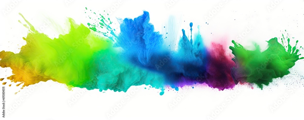 Abstract paint explosion. Vibrant symphony of colors and textures capturing dynamic motion of splashing powder watercolor and ink in creative burst of artistic energy