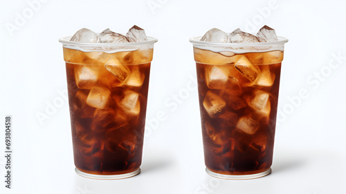 cola with ice cup on white background . generated by AI