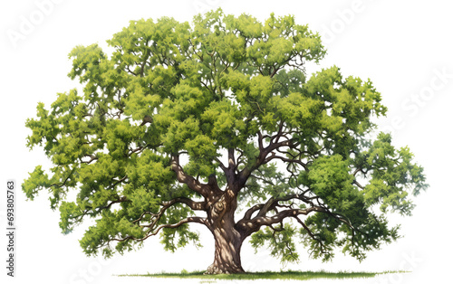Majestic Oak  A Singular Portrait of Detailed Branches Isolated on Transparent Background PNG.