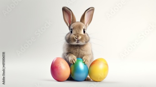 The easter bunny with painted easter egg, Happy easter season. © sawitreelyaon