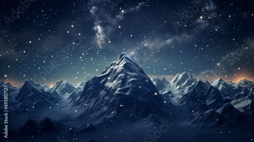 Majestic mountain peaks under the stars.