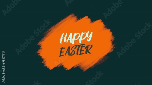 Wallpaper Mural A vibrant brush stroke in orange, yellow, and green serves as the backdrop for the bold Happy Easter message on a black background Torontodigital.ca