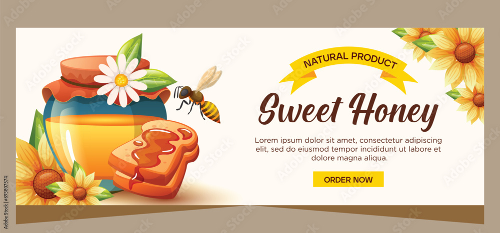 Fototapeta premium Realistic template honey banner design