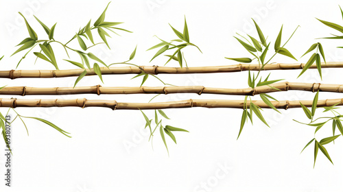 Many bamboo stalks isolated on white background