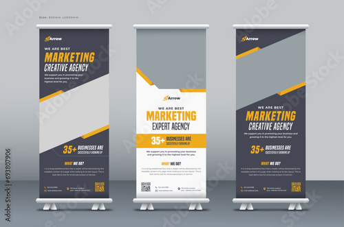 Corporate business roll up banner, marketing agency roll up banner, pull up banner, or x banner print template