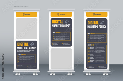 Corporate business roll up banner, marketing agency roll up banner, pull up banner, or x banner print template