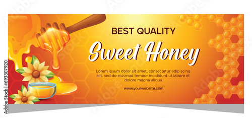 Realistic template honey banner design